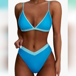 Women Triangle High Cut Bikini Sets Sexy High Waisted 2 Piece Swimsuit SZ S NWOT